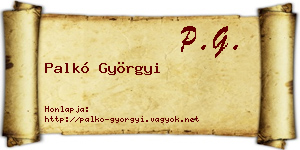 Palkó Györgyi névjegykártya